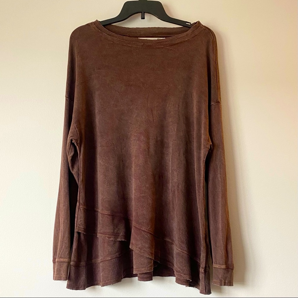 Soft Ashy Brown Modal & Cotton Raw Edged Tunic Shirt